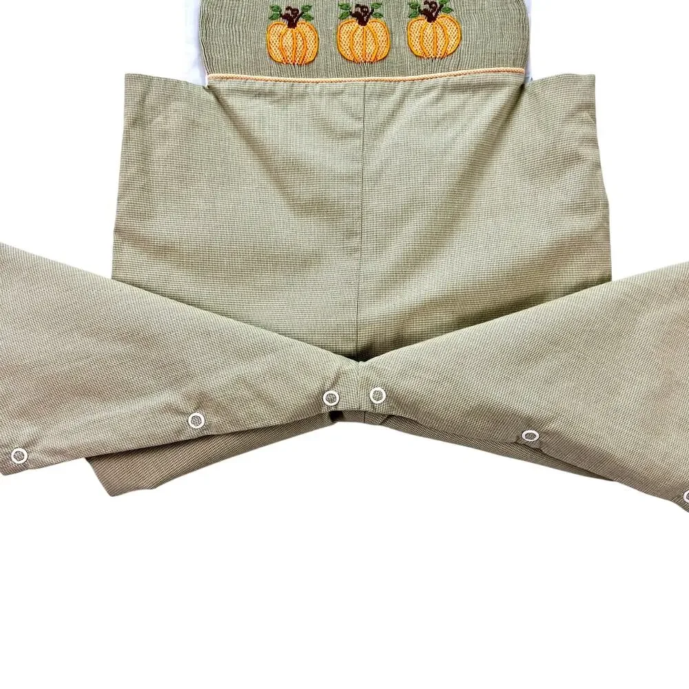 Precious Kids Pumpkin Embroidered Longall 24M Houndstooth Fall Thanksgiving NWT